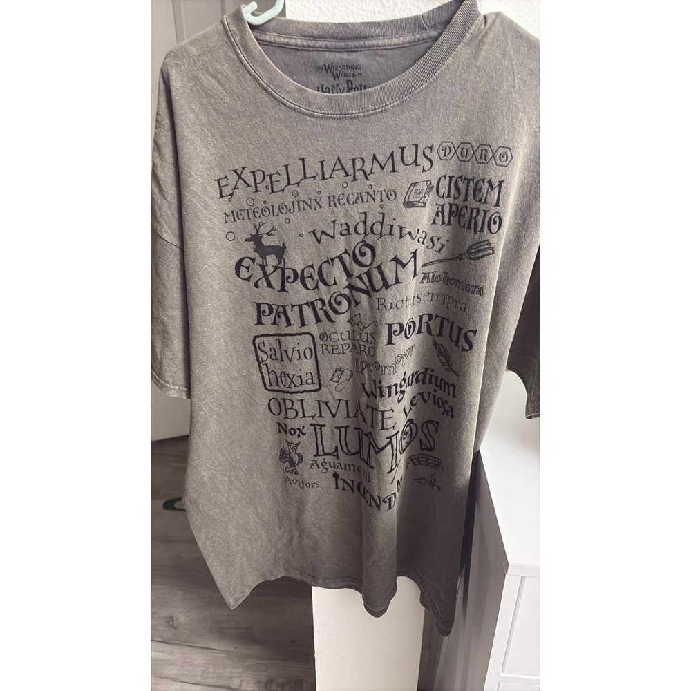Harry Potter Wizarding World Spells Acid Wash Graphic T-Shirt